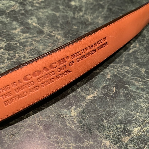 MEN COACH AMBER SHRUNKEN SOLID BRASS CASUAL BELT - Picture 8 of 10